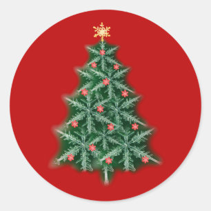 Adesivo Vinheta de Árvore de Natal Red Snowflake
