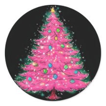 Vinheta de árvore de Natal rosa, Vinheta de Natal