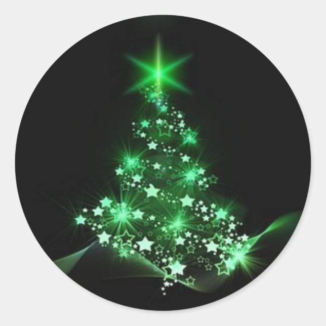 Adesivo Vinheta de Árvore de Natal Verde Starry (Frente)