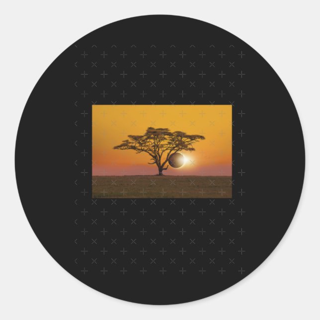 Adesivo Vinheta de Árvore Eclipse Solar (Frente)