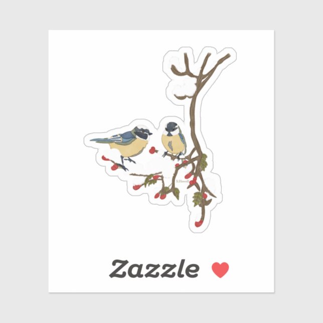 Adesivo Vinheta de Aves de Neve (Folha)