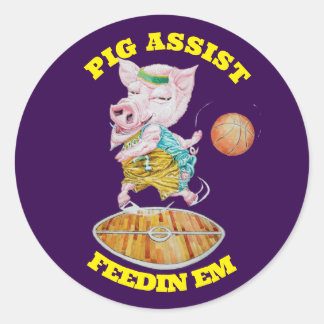 Adesivo Vinheta de Basquete de Assistência a Suínos