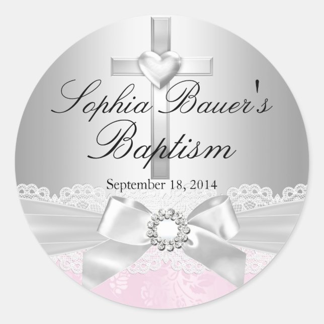 Adesivo Vinheta de Batismo de Arco de Silver Cross & Lace (Frente)