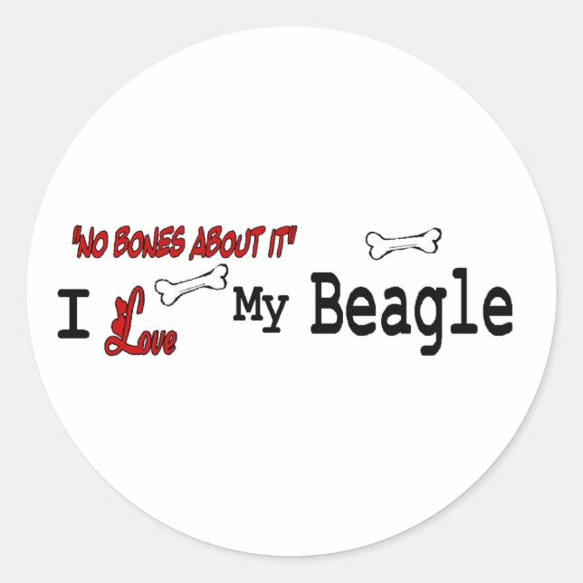 Adesivo Vinheta de Beagle (I Love) (Frente)