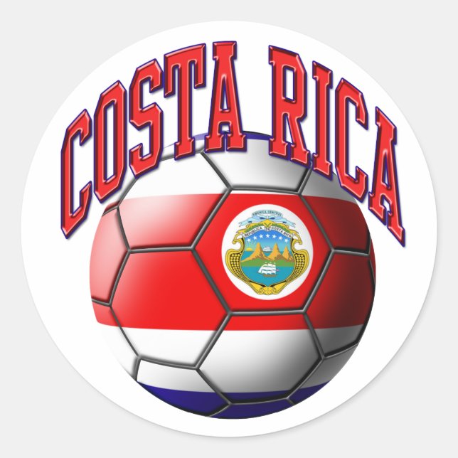 Adesivo Vinheta de Bola de Futebol da Costa Rica (Frente)