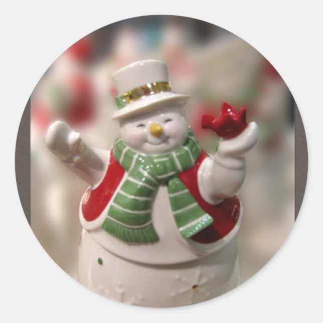 Adesivo Vinheta de boneco de neve de Natal (Frente)