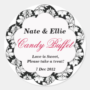 Adesivo Vinheta de buffet de balas preto e branco