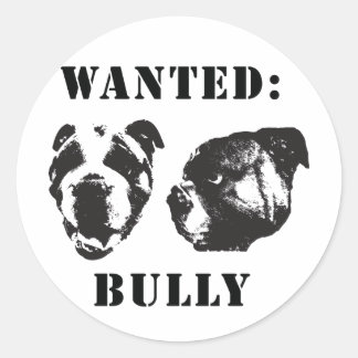 Adesivo Vinheta de buldogue em inglês "Wwant: Bully"