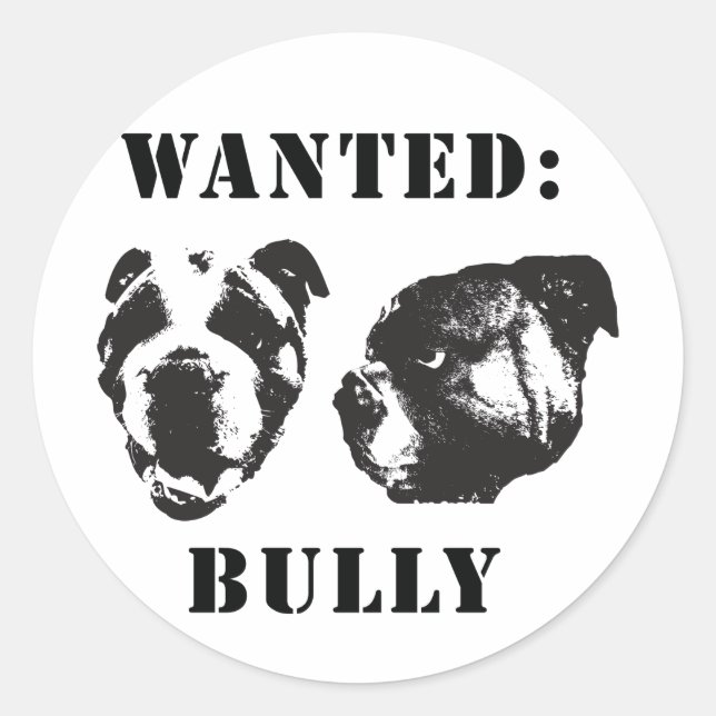 Adesivo Vinheta de buldogue em inglês "Wwant: Bully" (Frente)