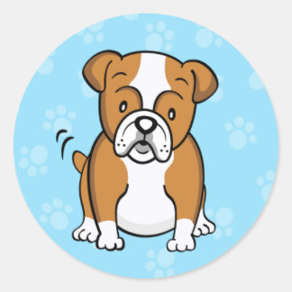 Adesivo Vinheta de Bulldog de Cartoons Bonitos