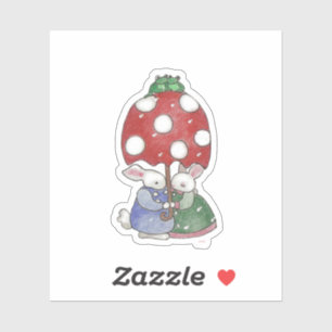 Adesivo Vinheta de Bunnies Chuva