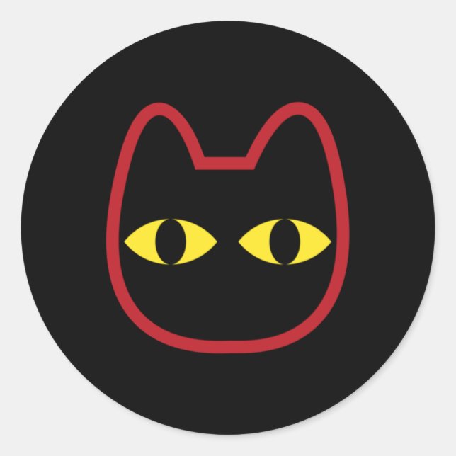 Adesivo Vinheta de cabeça de gato preto (Frente)