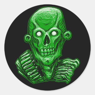Adesivo Vinheta de Cabeça do Caveira Verde Zombie