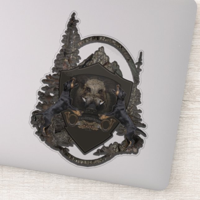Adesivo Vinheta de Caça Alemã (Jagdterrier) (Detalhe)