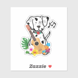 Adesivo Vinheta de cachorro engraçada da música Ukulele