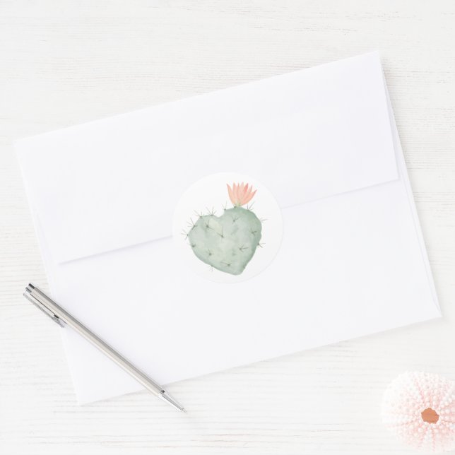 Adesivo Vinheta de Cactus de Aquarela | Chá de fraldas Cac (Envelope)