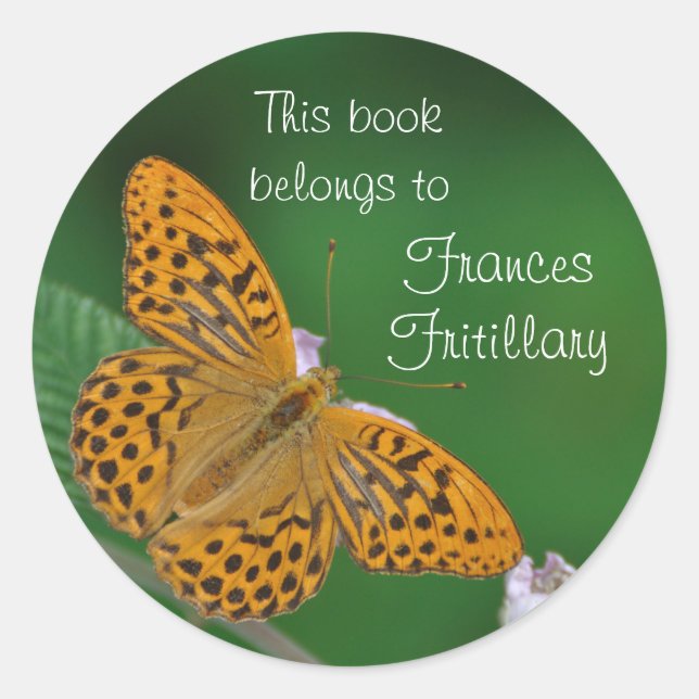 Adesivo Vinheta de caderneta de borboletas laranja (Frente)