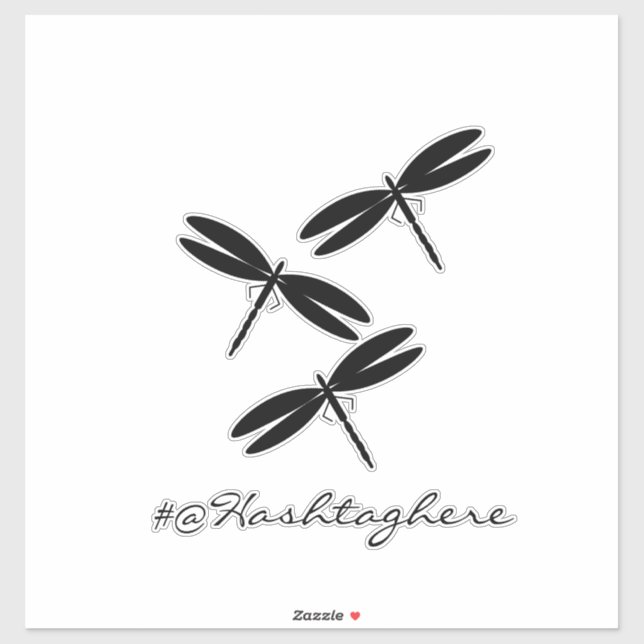 Adesivo Vinheta de Carro Script do Nome da Dragonfly Preta (Folha)