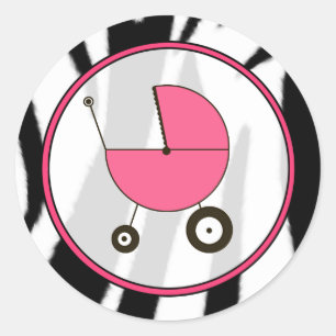 Adesivo Vinheta de Carruagem de zebra impressa e rosa