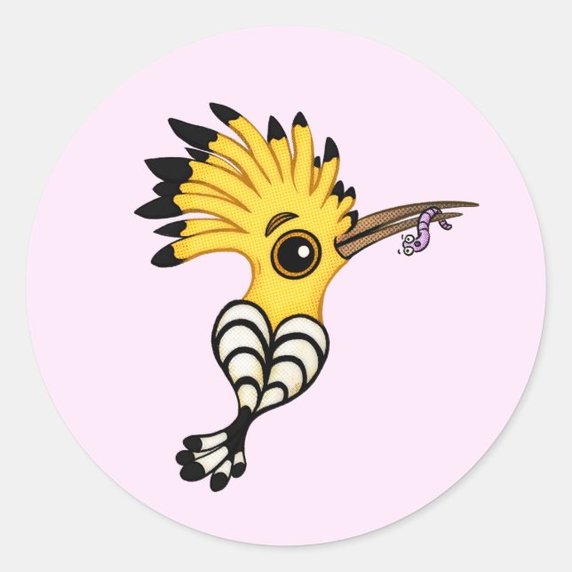 Adesivo Vinheta de Cartoon Hoopoe Bird (Frente)
