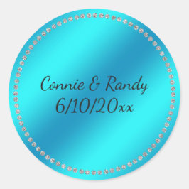 Adesivo Vinheta de Casamento Azul Teal
