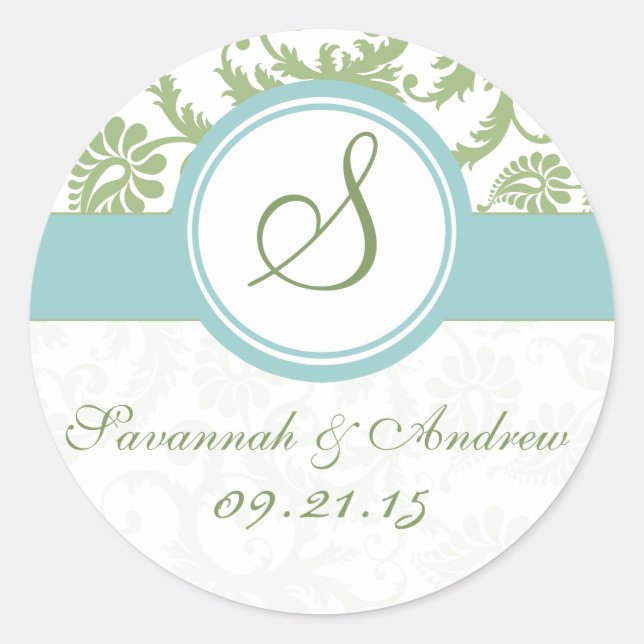 Adesivo Vinheta de Casamento Clover Green e Aqua (Frente)