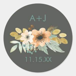 Adesivo Vinheta de Casamento com Aquarela de Blooming