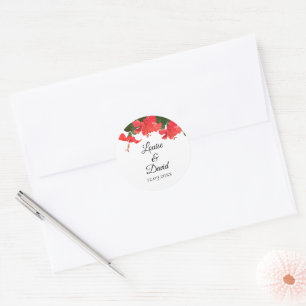 Adesivo Vinheta de Casamento com Bright Red Hibiscus