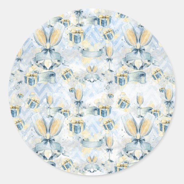 Adesivo Vinheta de Casamento com Champaigne e Presentes (Frente)