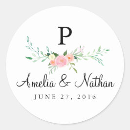Adesivo Vinheta de Casamento Cor Floral Cor-de-Água Doce
