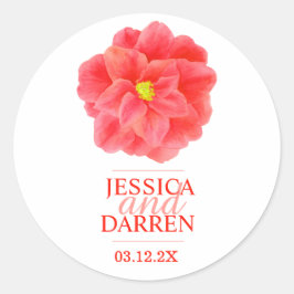 Adesivo Vinheta de casamento da camellia vermelha