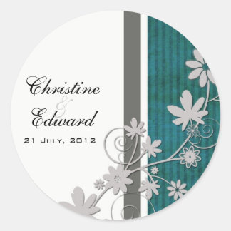 Adesivo Vinheta de Casamento da Flor Teal