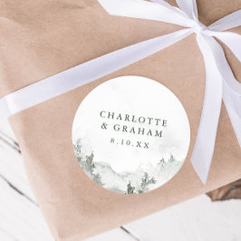 Adesivo Vinheta de Casamento da Floresta de Aquarela