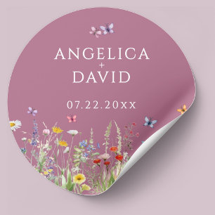 Adesivo Vinheta de Casamento das Borboletas Rosa-Rosa-Rosa