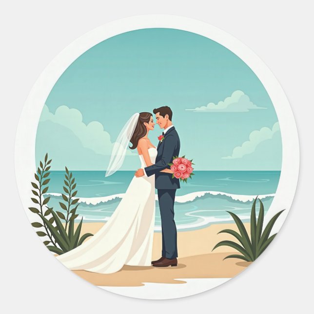 Adesivo Vinheta de Casamento de Beachside (Frente)