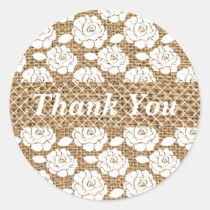 Adesivo Vinheta de Casamento de Burlap e Lace Monogramas