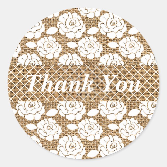 Adesivo Vinheta de Casamento de Burlap e Lace Monogramas (Frente)