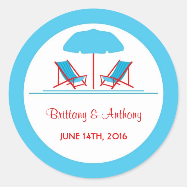 Adesivo Vinheta de Casamento de Cadeira de Praia (Frente)