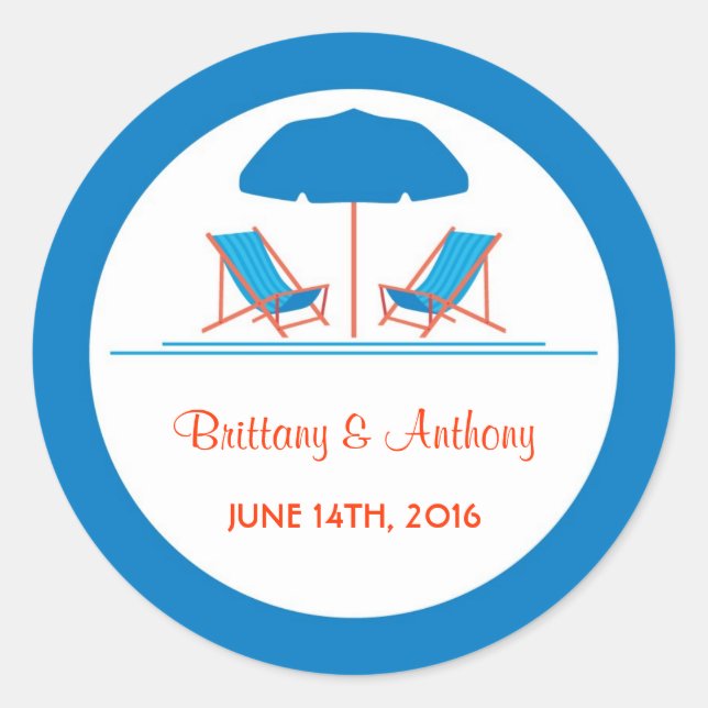 Adesivo Vinheta de Casamento de Cadeira de Praia (Frente)