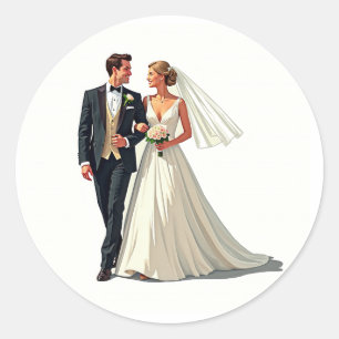 Adesivo Vinheta de Casamento de Casal Elegante