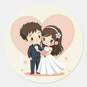 Adesivo Vinheta de Casamento de Casal Feliz