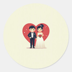 Adesivo Vinheta de Casamento de Coração