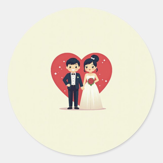 Adesivo Vinheta de Casamento de Coração (Frente)