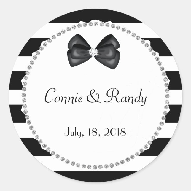 Adesivo Vinheta de Casamento de Diamante Branco e Preto El (Frente)