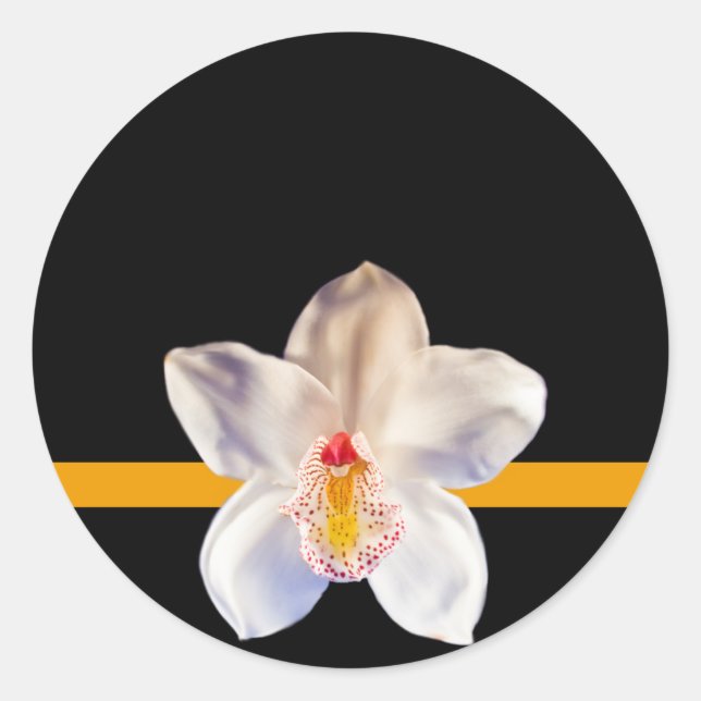 Adesivo Vinheta de Casamento de Evento Orquídeo Branco (Frente)