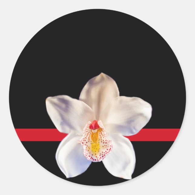 Adesivo Vinheta de Casamento de Evento Orquídeo Branco (Frente)