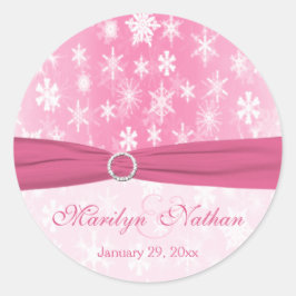 Adesivo Vinheta de Casamento de Flocos de Neve Cor-de-Rosa