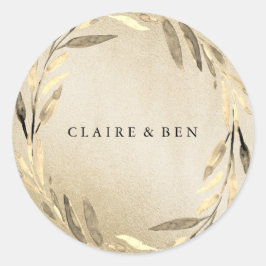 Adesivo Vinheta de Casamento de Folha de Ouro Moderno