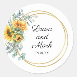 Adesivo Vinheta de Casamento de Girassol