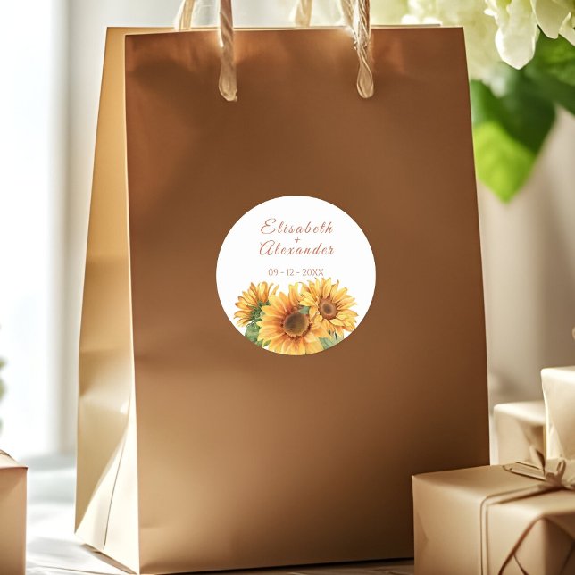 Adesivo Vinheta de Casamento de Girassol (Criador carregado)